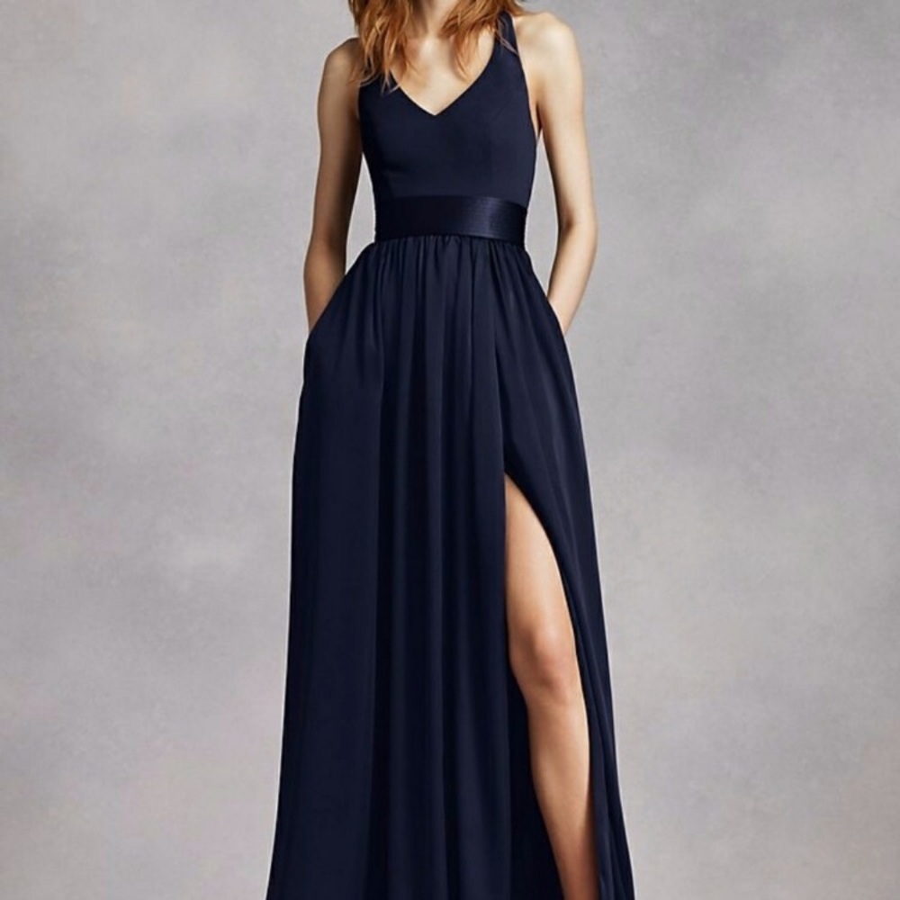 White by Vera Wang V neck Halter Gown